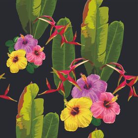 叶子花卉无缝图案