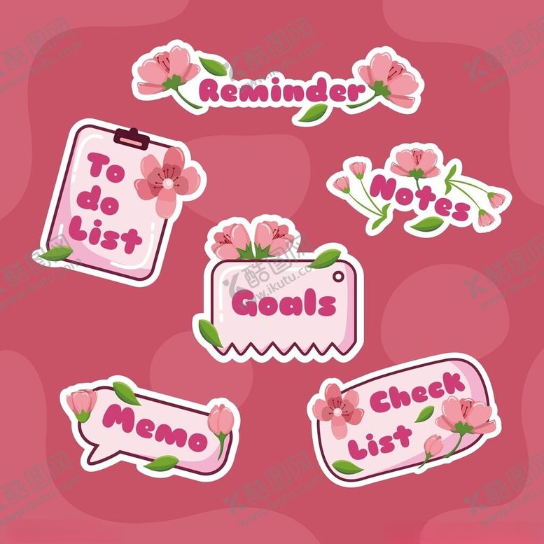 编号：12778811212247479226【酷图网】源文件下载-可爱粉色系目标清单贴纸