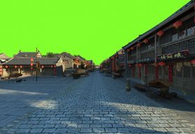 古代市井街景分层素材