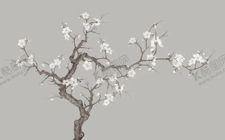 编号：42685109290515447625【酷图网】源文件下载-水墨山水简约花鸟背景客厅装饰画