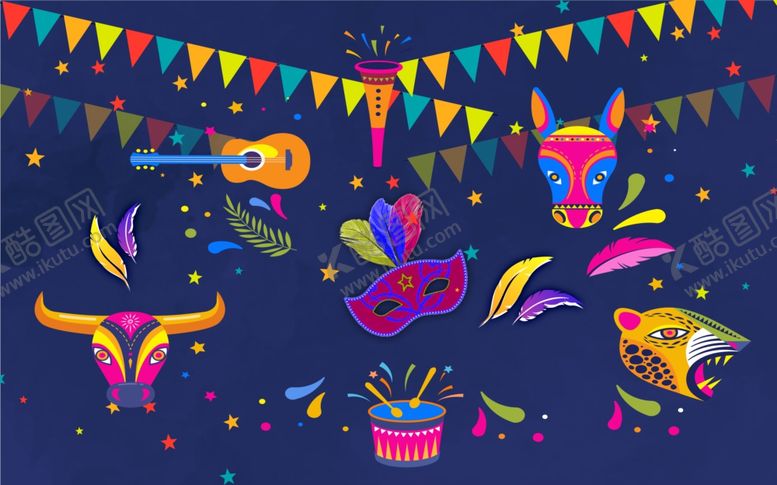 编号：22058310260609583472【酷图网】源文件下载-简约抽象巴西风情背景墙