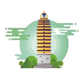 创意城市地标建筑物插画