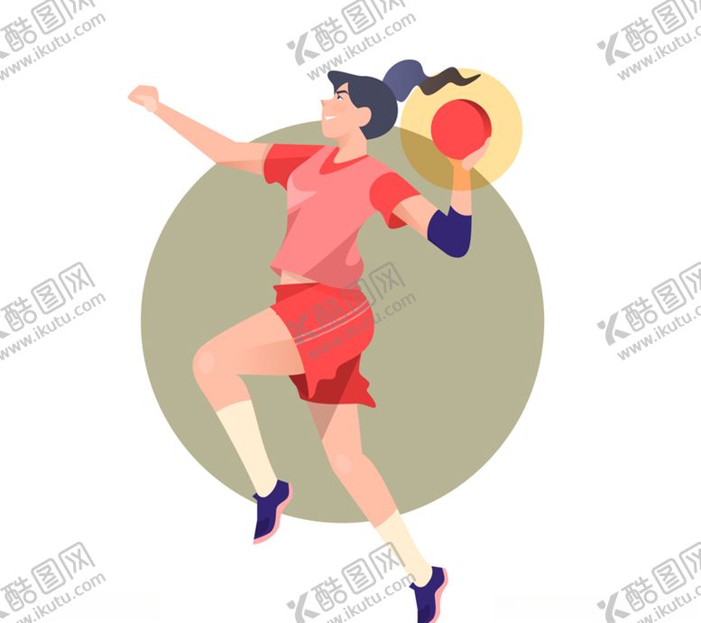 编号：46059509160859381966【酷图网】源文件下载-时尚动感手球女子矢量素材