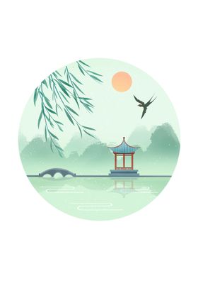 中国风背景书法展板森系