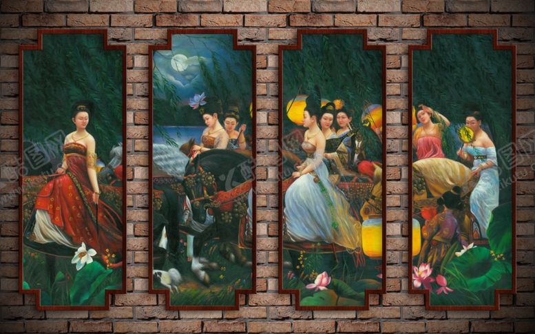 编号：51381009271341462511【酷图网】源文件下载-古代美人油画背景墙