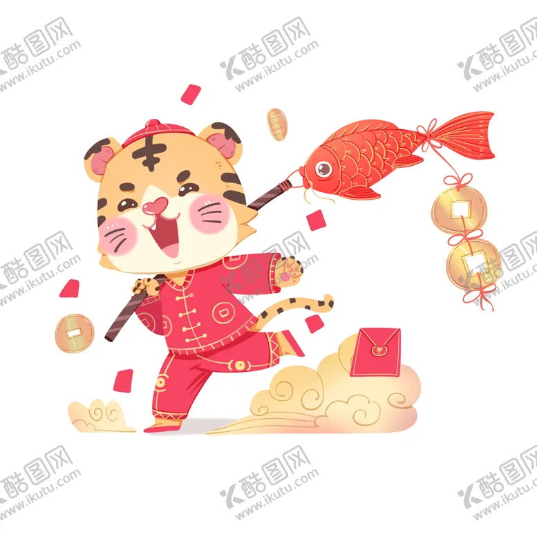 编号：15940209290405256430【酷图网】源文件下载-2022虎年春节新年喜庆锦鲤虎