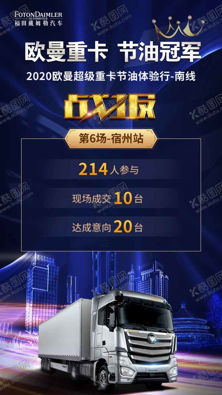 编号：42132704271510588535【酷图网】源文件下载-欧曼重卡战报数据海报