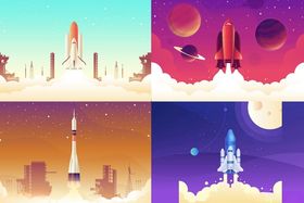 梦幻航天场景插画