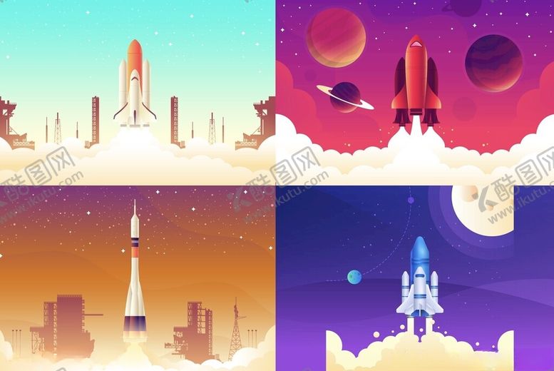 编号：80515604050551219625【酷图网】源文件下载-梦幻航天场景插画