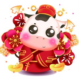 红花元宝牛