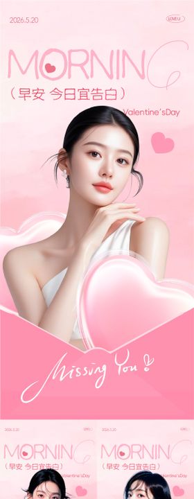 医美520情人节早安系列海报