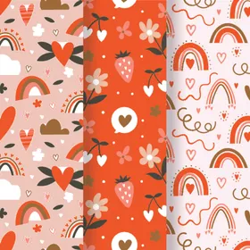 橙色系花卉图案布料