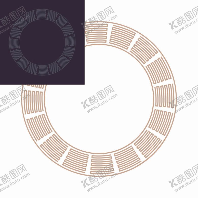 编号：81940209181452096470【酷图网】源文件下载-国风古式中式几何花纹圆环矢量图