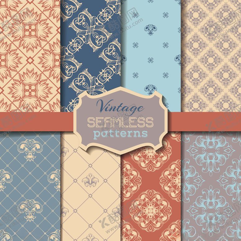 编号：91469511181901544257【酷图网】源文件下载-复古风格精美花纹图案集