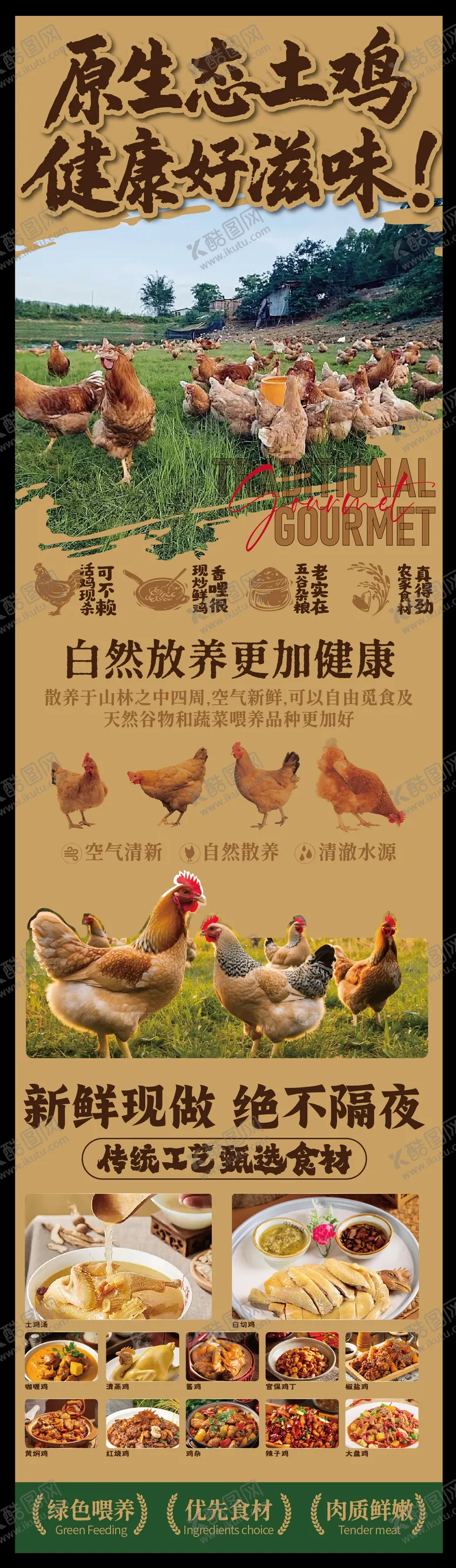 编号：30858404280027035011【酷图网】源文件下载-赣南美食散养土鸡长图海报