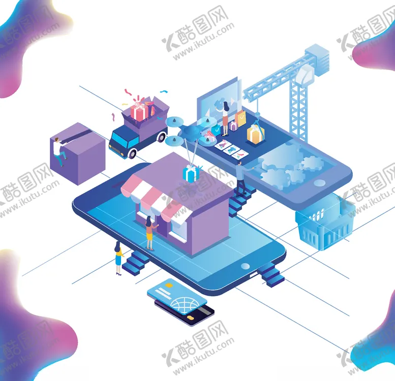 编号：22172204260115499658【酷图网】源文件下载-2.5D立体网购插画