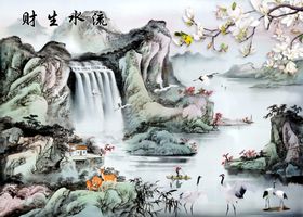 流水生财背景墙