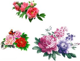 牡丹花免抠素材红色花纹花纹图