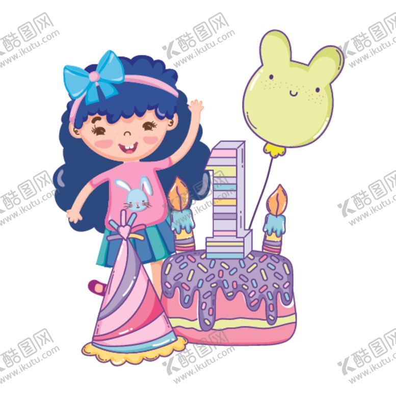编号：56606007061736496437【酷图网】源文件下载-卡通生日女孩