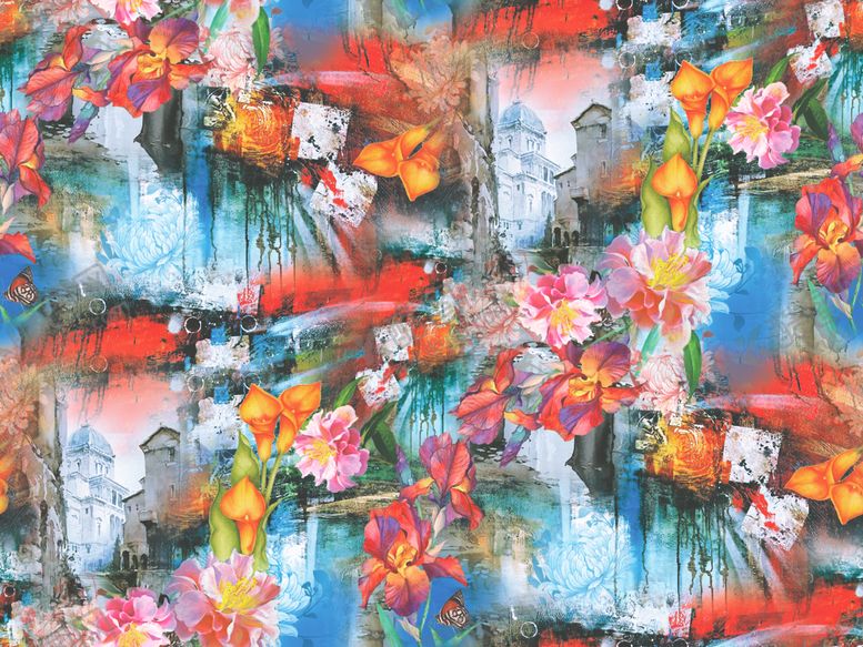 编号：57376610311020197242【酷图网】源文件下载-复古建筑乱花