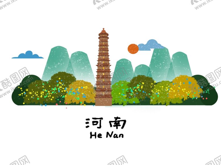 编号：94249809231618003845【酷图网】源文件下载-手绘城市城市地标