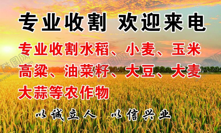 编号：83928202070418259916【酷图网】源文件下载-水稻收割名片