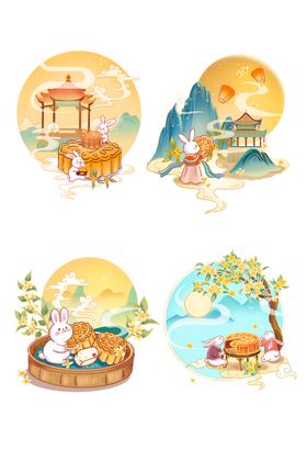 中秋主题古风插画图案