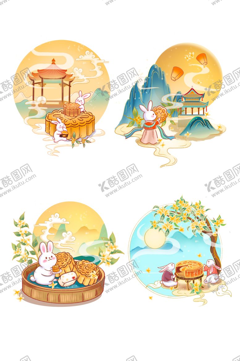 编号：73483209112258507249【酷图网】源文件下载-中秋主题古风插画图案