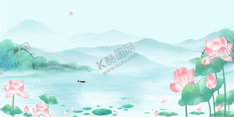 编号：99352705242331053943【酷图网】源文件下载-国风夏季荷花背景
