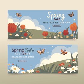 春季花卉横幅设计