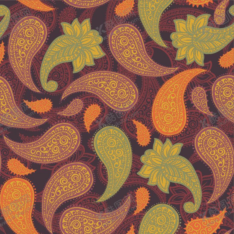 编号：96178409232002355887【酷图网】源文件下载-复古花纹无缝图案