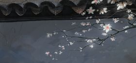 传统建筑墙檐屋檐插画背景
