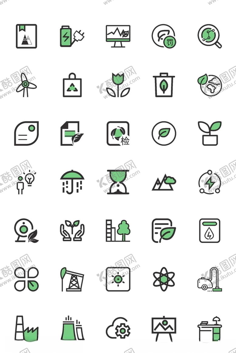 编号：53487609190616538762【酷图网】源文件下载-icon线性环保主题绿色图标