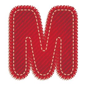 英文字母M设计艺术字创意牛仔布