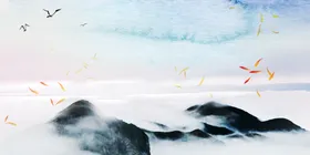 中国风山水背景设计忆江南沙发装修