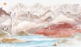 山水画大理石纹背景墙