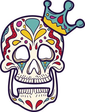 卡通手绘高清骷髅印花彩色插图
