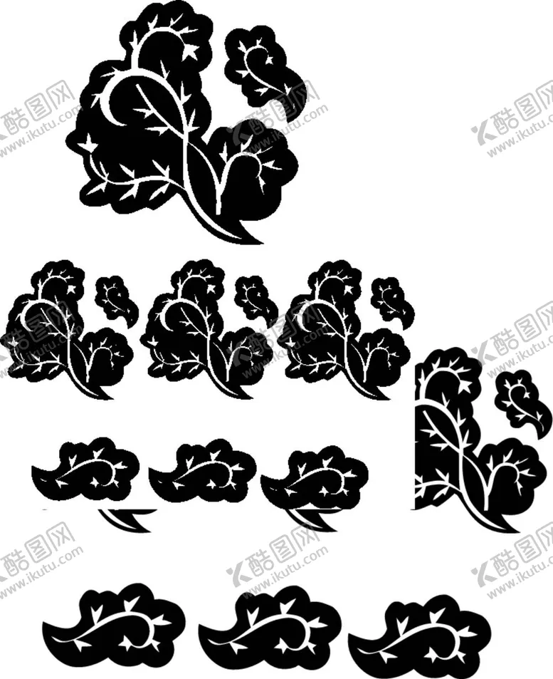 编号：45565812020143487987【酷图网】源文件下载-黑白手绘植物 