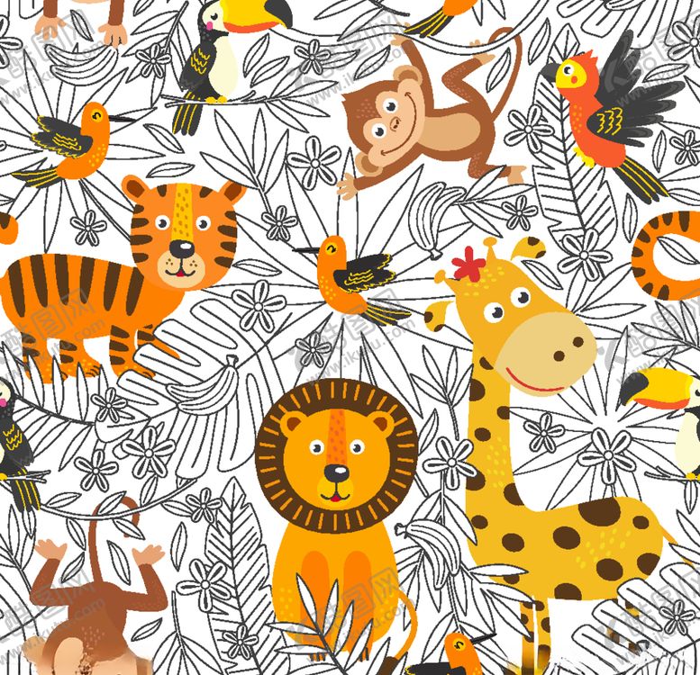 编号：37102809102342592254【酷图网】源文件下载-卡通儿童拼接图案设计