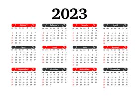 卡通插画2023日历兔年新年挂