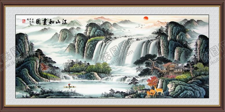 编号：62604505160025146304【酷图网】源文件下载-江山如画书房装饰画
