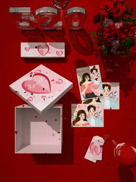 情人节214快乐展架甜蜜