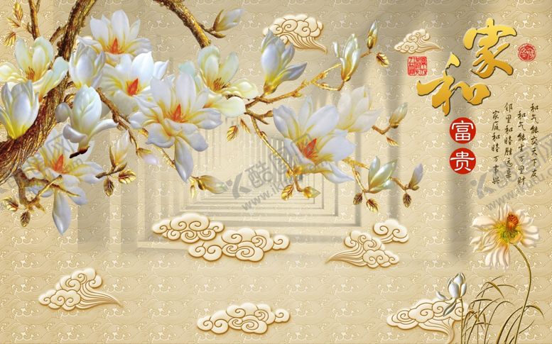 编号：45720305122130586393【酷图网】源文件下载-立体花朵电视背景墙