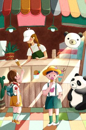 六一海报图片游乐园儿童插画暑假促销