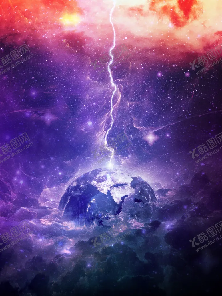编号：43152204191604205978【酷图网】源文件下载-科技感闪电星球背景素材