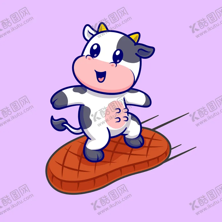 编号：12065409152313553017【酷图网】源文件下载-可爱卡通动物奶牛牛排矢量