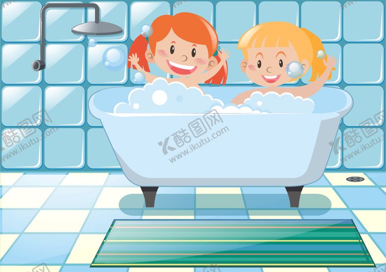 编号：88772810212044095885【酷图网】源文件下载-卡通矢量儿童洗澡