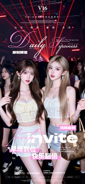早场预订酒吧夜店邀约美女喝酒海报