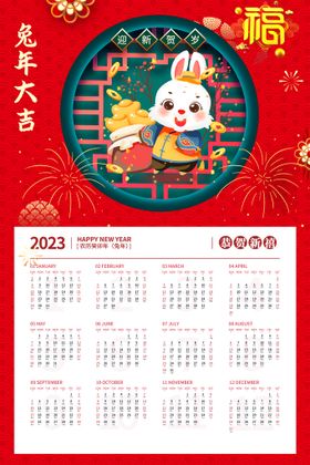 2023新年兔挂历日历 