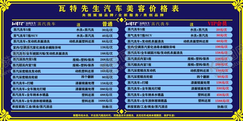 编号：83554310081608148369【酷图网】源文件下载-蒸汽洗车价格表